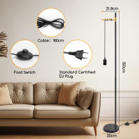 Aigostar lámpara de pie retro E27, lámpara de pie de metal para salón(sin bombilla), Lámpara de pie colgante con cable de 180cm y interruptor de pie,  en color negro/dorado - details 5