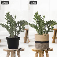 Cesta De Algodón Tejida a Mano Para Ropa Y Juguetes De Niños Bolsa De Almacenamiento Plegable Decorativa Para El Hogar Soporte Para Macetas - details 4