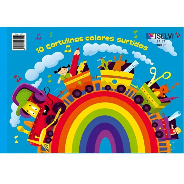 Selvi cuaderno para manualidades con 10 cartulinas 24x32cm 180gr colores surtidos - 1