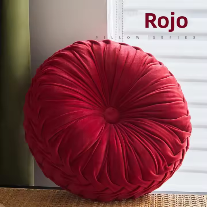 Cojín Redondo De Velvet 15'' Diámetro Cojín De Silla Acogedor De Halloween Verde Boho Navidad Estilo Americano Removible Y Lavable - 1