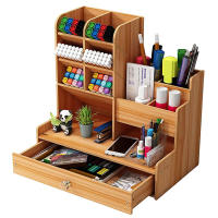 Organizador De Escritorio De Madera DIY Con Cajón Y Gran Capacidad Para Almacenamiento De Estationery Para Oficina Y Escuela - details 1