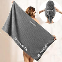 Toalla De Pelo De Microfibra Extra Grande Con Cinta Elástica Secado Rápido Ultra Absorbente Suave Turban Para El Cabello - details 2