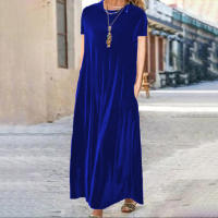 Vestido Largo De Cuello Redondo En Velours Dorado Para Primavera Estilo Europeo Y Americano Ajustado Con Decoración De Salón De Oficina - details 0
