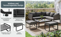 Conjunto de muebles de jardín, Conjunto de muebles de asiento 6-7 plazas, sofá esquinero con Estructura de Hierro galvanizado, Patos ajustables, todos los Zapatos de asiento y Zapatos incluidos, Gris - details 4