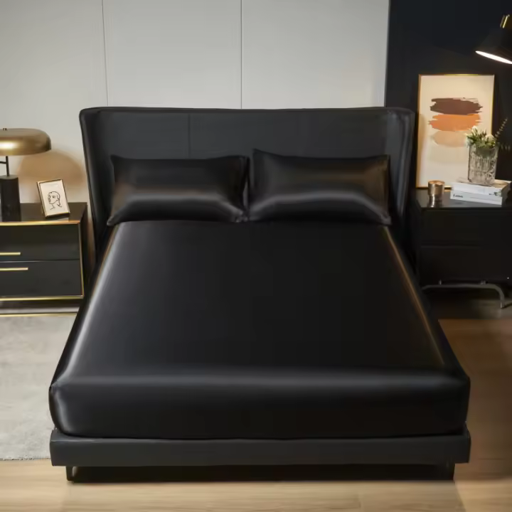 Sábana Elástica De Seda UPzo 100% Poliéster Para Cama Reina Sin Almohadero Funda De Matrícula Con Borde Elástico Cubierta De Seda Para Adultos - 1