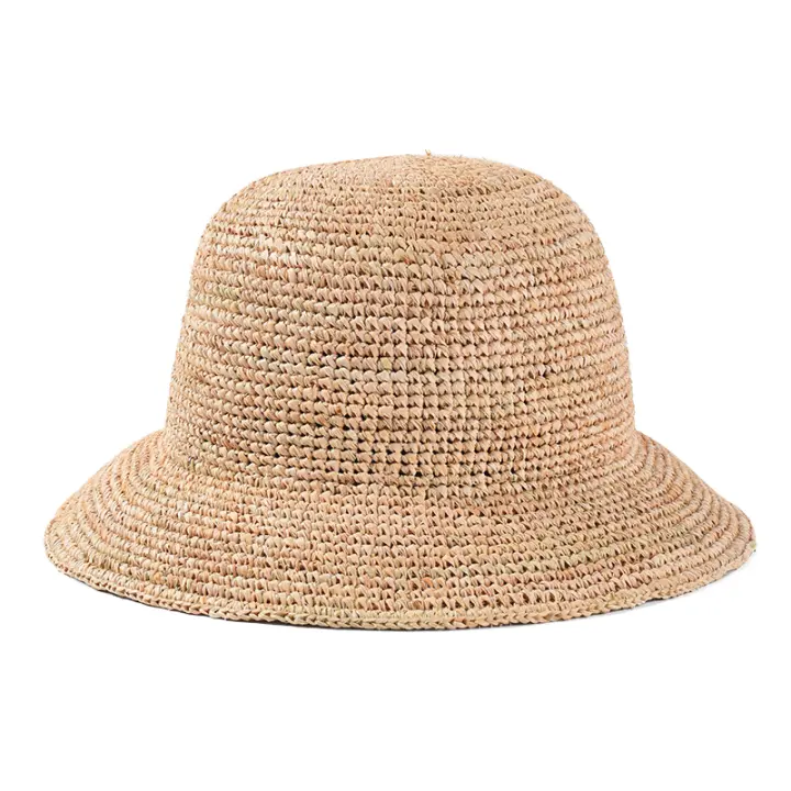 Sombrero De Paja Natural Tejida a Mano Para Mujer Estilo Bollo Para Primavera Verano Playa Sombreros De Pescador Acolchados - 1