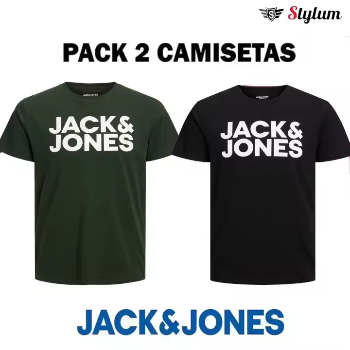Jack & Jones Hombre Pack 2 camisetas de Algodón Mod JJCORP logo estampado Moda Casual Informal - 1