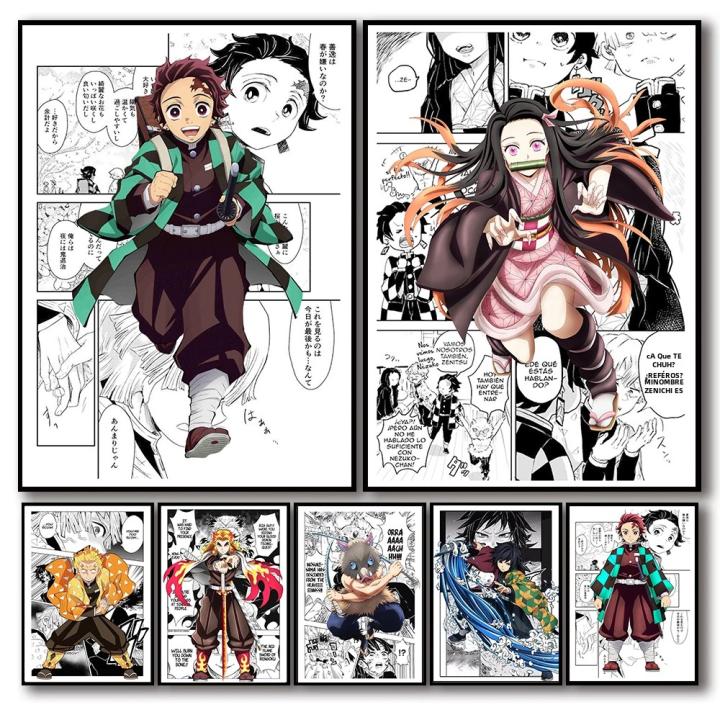 Póster De Pintura En Lienzo Anime Japonés Demon Slayer Decoración Para Sala De Estar Y Habitación De Niños Estilo Moderno Vertical Sin Marco