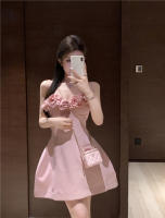 Vestido De Fiesta Mini Rosa Princesa Estilo Francés Con Flores 3D Y Tirantes Spaghetti Para Mujer Vestido Tutú Dulce De Verano - details 2