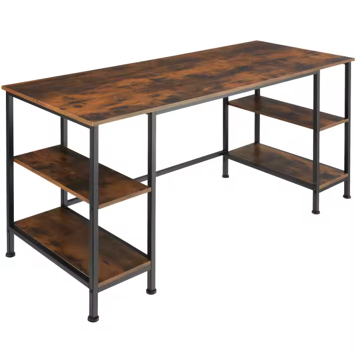 Tectake - Escritorio para ordenador Stoke 137 x 55 x 75 cm  Escritorio de diseño recto y estilo industrial  Tableros MDF estables con unas finas vetas efecto madera y protector de melamina  Estructura de acero resistente con revestimiento en polvo - 1