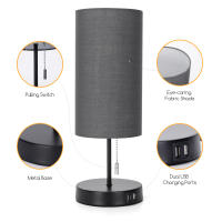 Aigostar Lampara de Mesa con 2 Puertos de Carga USB, Lamparas de Mesita de Noche con Interruptor de Tracción, Base de Madera, Lámpara Escritorio Vintage para Sala de Estar, Dormitorio, Oficina - details 5