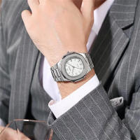 Reloj De Lujo Para Hombre 2023 Reloj De Pulsera De Cuarzo Resistente Al Agua Con Luminiscencia Y Fecha En Acero Inoxidable Cuadrado - details 11