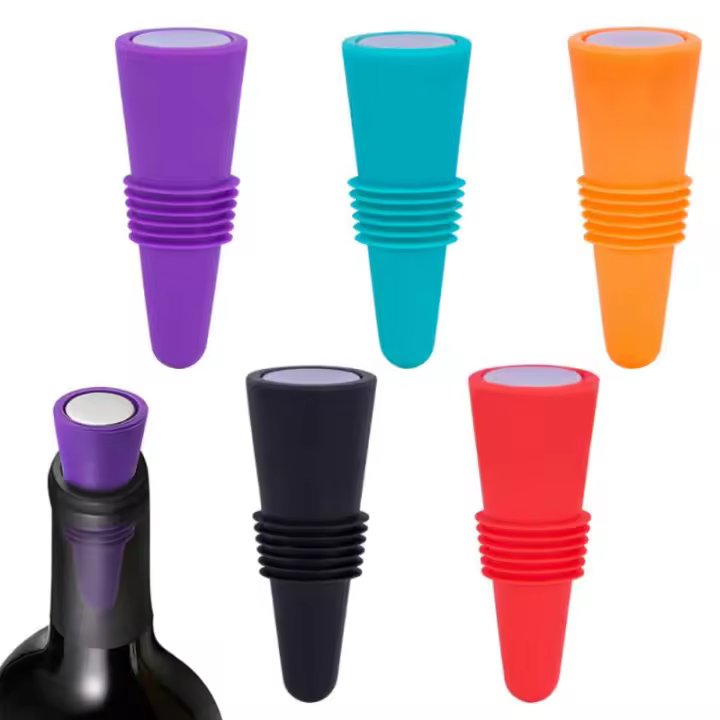 5pcs Tapones De Botella De Vino De Silicona Herramientas De Barra Sellador De Botellas De Cava a Prueba De Fugas Para Uso Doméstico Y Comercial - 1