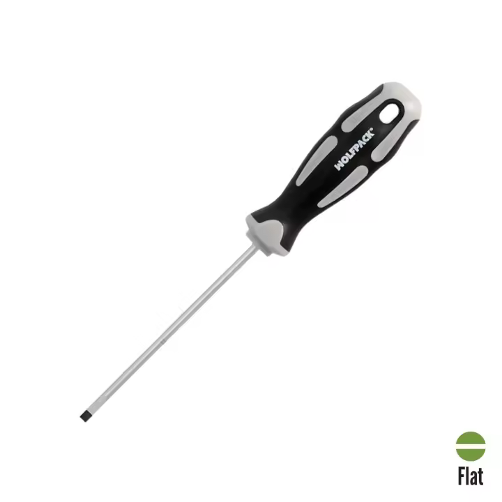 Destornillador plano vaciado acero s2 mango tpr bimaterial. medida 0,8 x ø 4,0 x 100 mm.  din5265 - 1