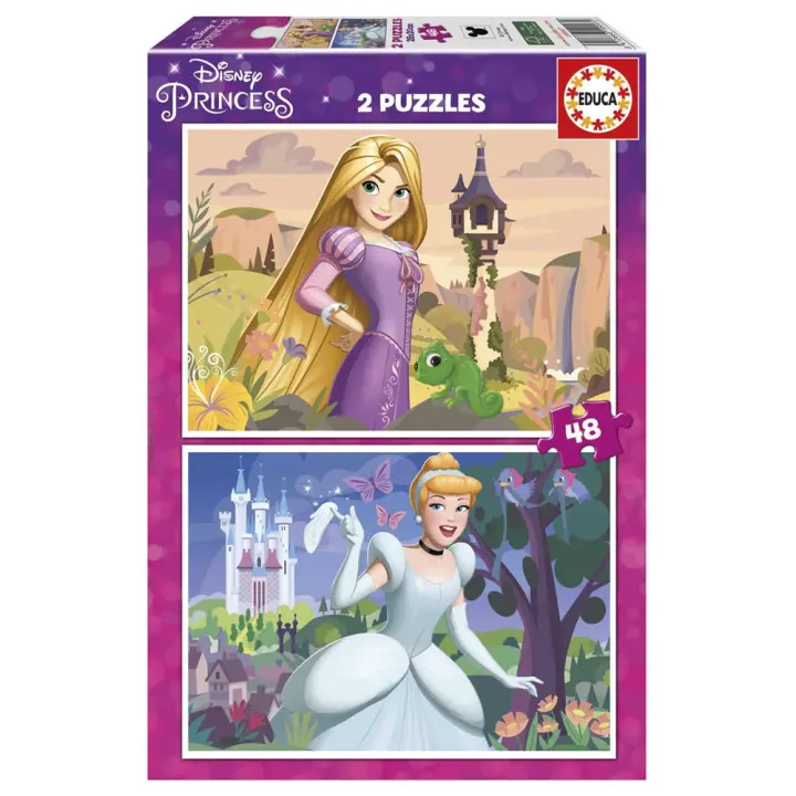 Puzzle 2X48 piezas Princesas Disney (Rapunzel y Cenicienta) (Educa 19997) - 1
