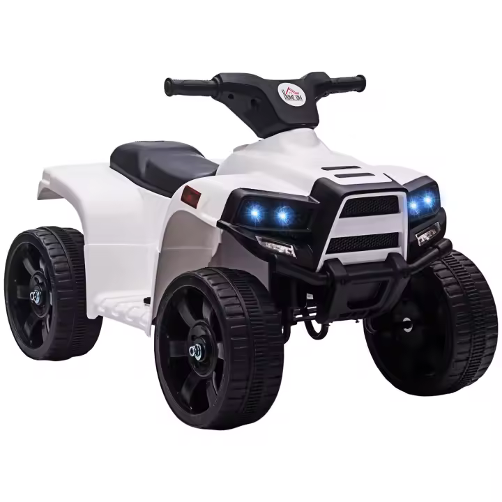 HOMCOM Quad Eléctrico para Niños 18-36 Meses Cuatrimoto Infantil a Batería 6V con Faros Bocina Velocidad 0-3 km/h Avance y Retroceso 65x40x43 cm Blanco - 1