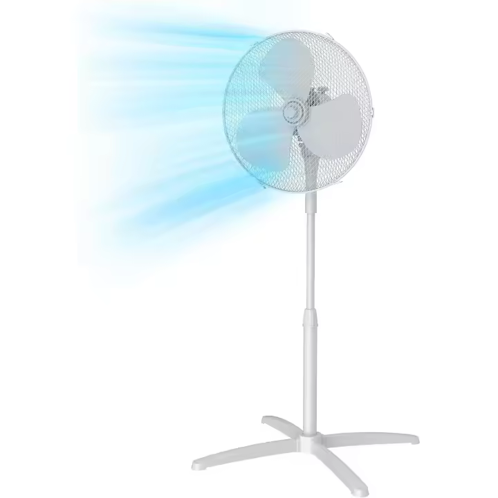 MIDEA Ventilador de Pie de 3 Velocidades - Ventilador Silencioso con Oscilación 90º y Altura Ajustable - Ventiladores de Pie con Flujo de Aire Potente 40m3/min, Ligero y Fácil transporte - 1 unidad - 1