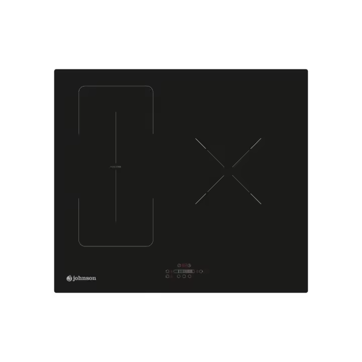 Placa de inducción (Johnson) en cristal negro con 1 zona flexible y hasta 3 zonas independientes, función Booster en todas las zonas, control táctil y deslizante, temporizador individual, detector de recipientes y diseño resistente al agua. - 1