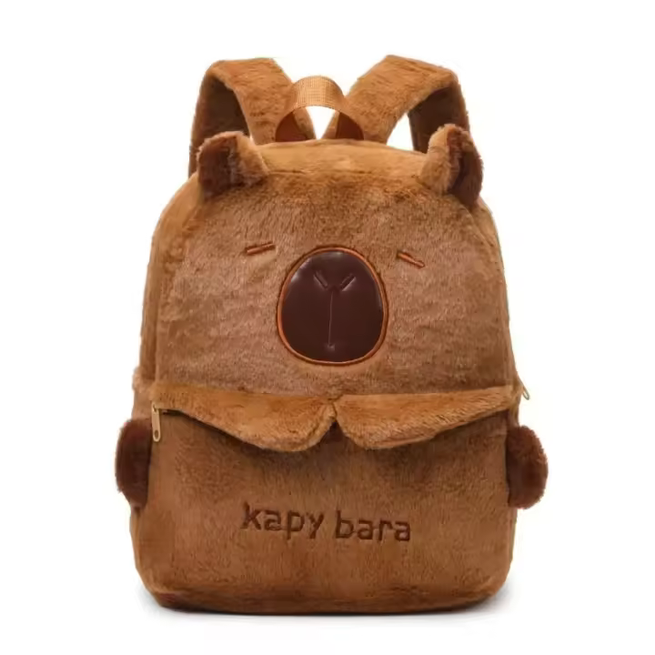 Bolso De Hombro Capybara De Peluche Gran Capacidad Estudiantes Escuela Bolsa De Mano Dolly Cartoon Para Parejas Bolsa De Viaje Suave Cierre De Cremallera - 1