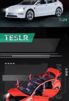 Modelo De Coche De Aleación 1:24 Tesla Model 3 Juguete Electrónico Para Niños Con Sonido Y Luz Colección De Metal Vehículo Simulación Regalo - details 3