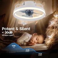 Ventilador de techo, ventilador de techo 6 velocidades ventilador silencioso regulable 3 colores con control remoto ventilador de techo inteligente con luces, decoración de habitación, lámpara de ventilador, aire invisible, faro silencioso, 55 W, 33 cm - details 5