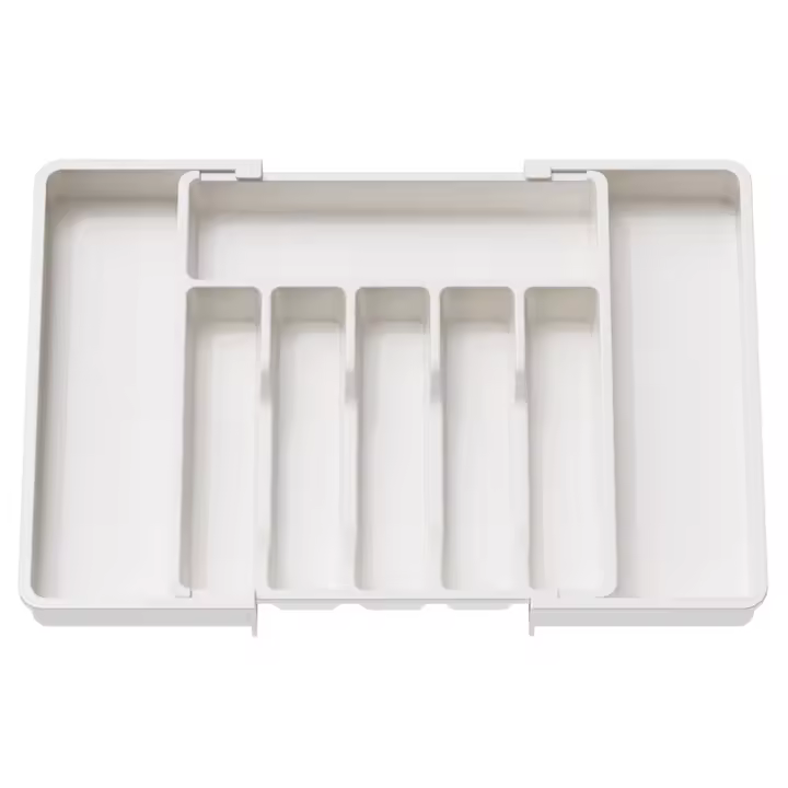 Organizador de cajones para cubiertos, bandeja de utensilios expandible para cocina, soporte ajustable para cubiertos y cubiertos blanco - 1