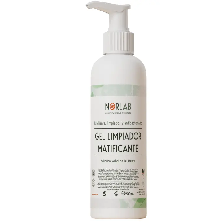 Gel Limpiador Facial Natural NORESENZA Exfoliante y Antibacteriano - MENTA - ÁRBOL DEL TÉ - SALICÍLICO. 200 ml - 1