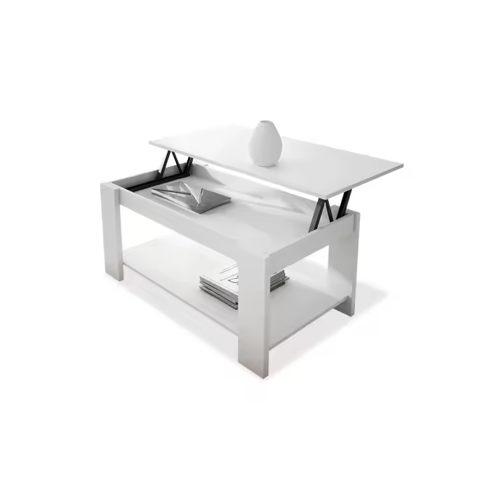 BATZAR Mesa centro EasySpace elevable colo blanco 100x50x50 - 1