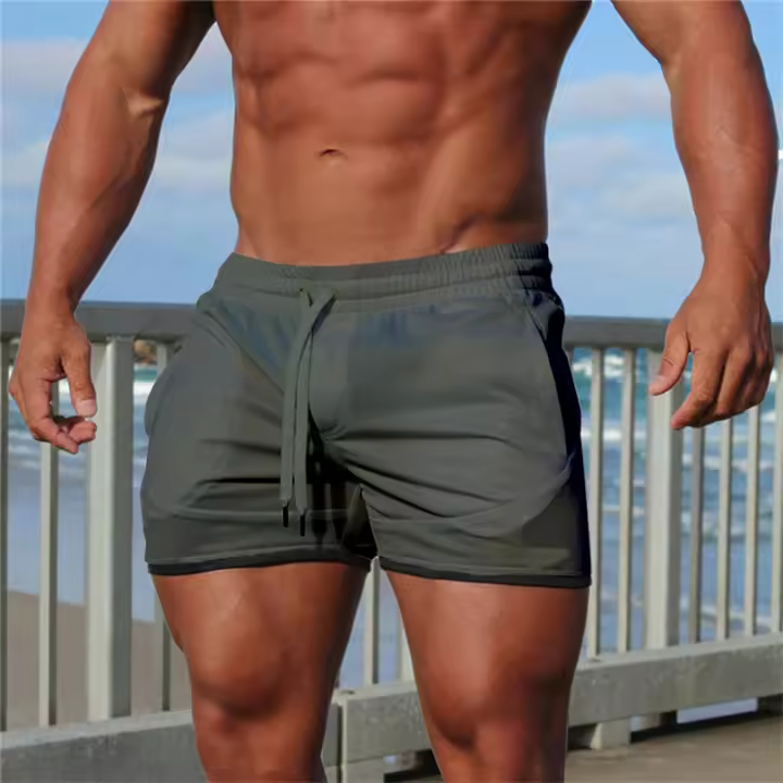 Nuevos Shorts De Fitness Para Hombre Verano Gimnasio Deportivo Transpirables Y Secado Rápido Ropa Casual De Midioma Estilo Regular Talla Ajustable - 1