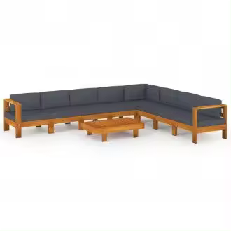 VIDAXL 3057962 juego muebles para jardín con 9 piezas fabricadas en madera de acacia en color gris oscuro vida xl - 1