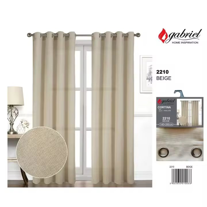 CORTINA SEMIOPACA DE 140X260CM CON 8 ANILLAS - 1
