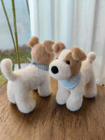 Muñeco De Peluche De 20cm Fox Terrier De Hilo Con Bib Juguete Suave Y Almohadilla Para Niños Decoración De Hogar Regalo De Cumpleaños Animal De Peluche Adorable Para Todas Las Edades - details 2