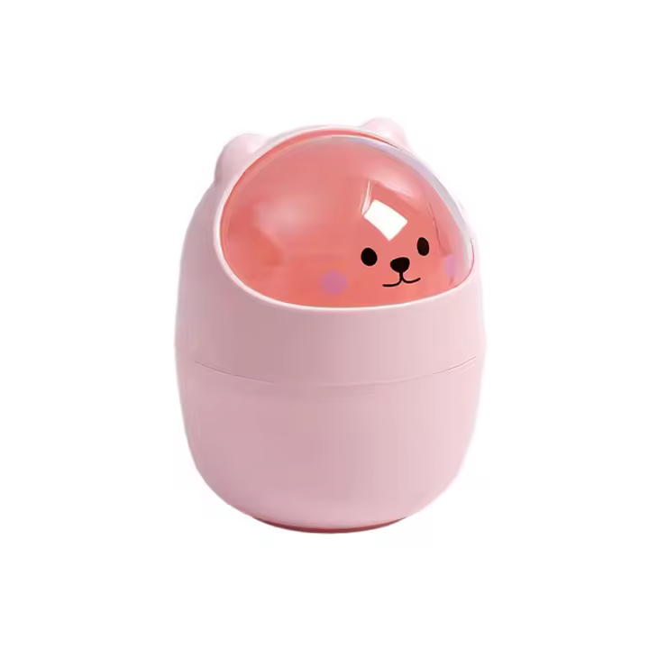 Mini soplador de escritorio hermoso cubo de basura con forma de oso de 4 litros, rosa, 11x6,1 pulgadas - 1