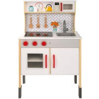 WOOMAX Cocina de madera eléctrica, Cocina de juguete con luz y sonido, Cocinita de madera infantil con vitrocerámica, Cocina infantil 94,5x59,5x30cm, Juguete para niños y niñas, Cocinita de madera de juguete, Cocina de juguete, Juguetes de cocina - details 0