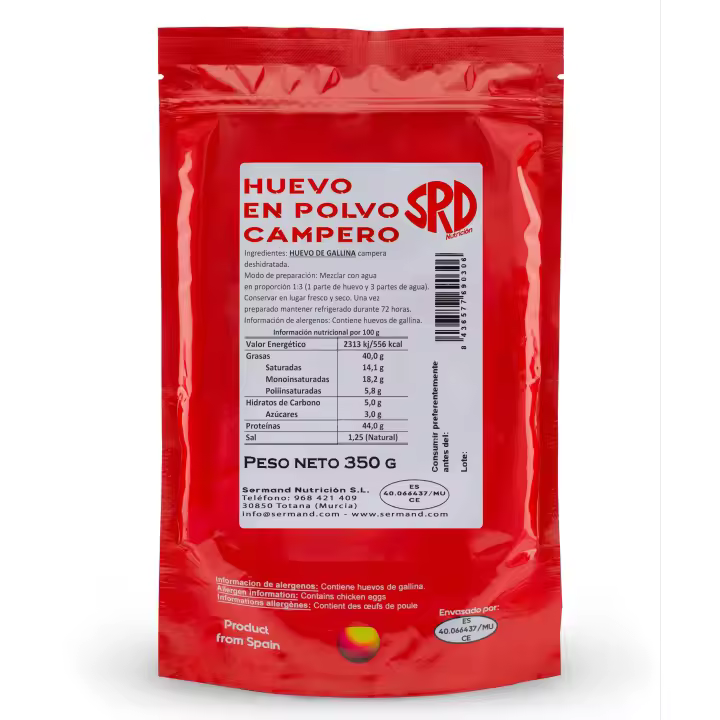 SERMAND Huevo en polvo Campero  Bolsa de Huevos Camperos en Polvo (350 g)  Huevos Pasteurizados Sin Gluten  Huevo Deshidratado  Sin Aditivos  Sin Lactosa  Presentación en Bolsa al Vacío - 1