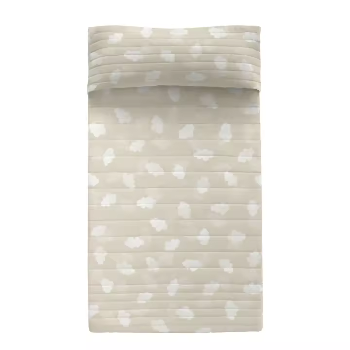 Happyfriday- Clouds beige Colcha, Colchas infantiles 100% Algodón (exterior) 100% Poliéster (relleno), calidad de 150 TC, Fabricado en España - 1