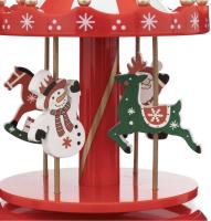 Decoración Navideña, Carrusel Musical, 18x11x11 cm, papá Noel y muñeco de Nieve, caja musical, carrusel de madera, carrusel navideño, carrusel con musica navideña, color rojo, blanco y verde.. - details 1