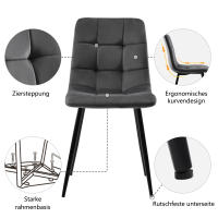 ✨Juego de Comedo 5 Piezas Moderno (1 Mesa Redonda + 4 Sillas) - Mesa de 80cm Ø with Patitas Metálicas Doradas y Surface de Mármol Blanco, Sillas de Terciopelo Gris - details 4