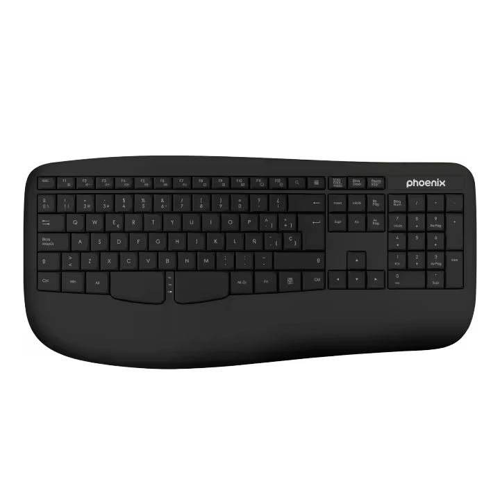 Phoenix k201 teclado ergonomico inalambrico 2.4ghz negro - 1