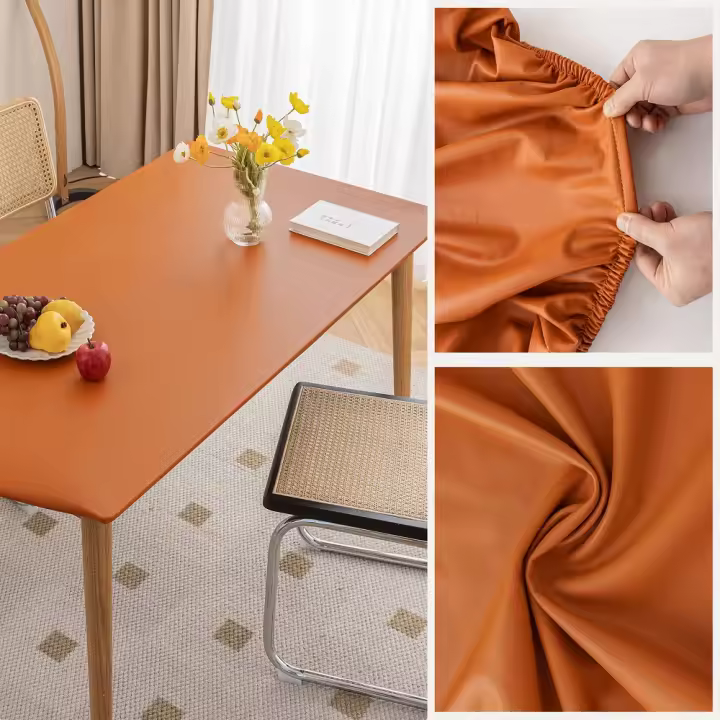 Mantel De Cuero Elástico Impermeable Para Mesa De Comedor Rectangular O Cuadrada Protegedor De Mesa Para 4/6 Asientos - 1
