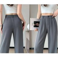 Pantalones De Sastre Para Mujer Cintura Alta Manga Larga Color Sólido Estilo Clásico Para Oficina Pantalones Rectos Y Anchos Basicos - details 5