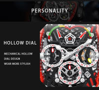 Reloj Mecánico Automático Para Hombre ONOLA 2022 Diseño Único De Lujo Con Incrustaciones De Diamante Resistente Al Agua Correa De Silicona Display Numerario Estilo Casual - details 11