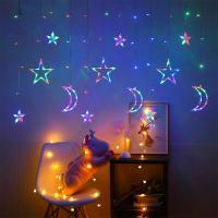 Luz De Hilo De Hadas De Luna Y Estrella Para Ventana De Navidad Decoración Para Interior Patio Puerta Delantera Camping Habitación Infantil - details 5