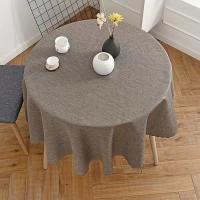 Mantel Redondo De Algodón Y Lino Sencillo Para Hogar Comedor Té Cubierta De Diámetro 90-180 Cm Estilo TWILL Multitarea - details 1