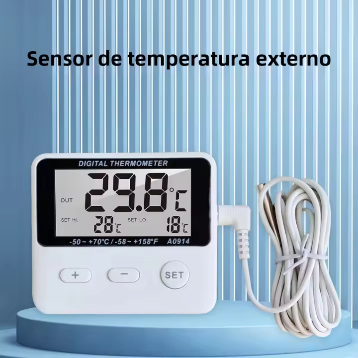 Termómetro De Alarma Digital Con Sensor Externo Para Interior Y Exterior Termómetro De Refrigerador LCD Mostrando Temperatura De -50℃ a 50℃ - 1