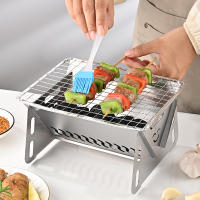 Estufa De Barbacoa Plegable Al Aire Libre De Acero Inoxidable Mini Estufa Para Madera Conveniente Como Tarjeta Rack De Barbacoa Familiar - details 0