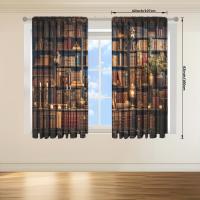 2pcs Cortina De Ventana Para Decoración De Hogar Estilo Edad Media Impresión Con Libros Tratamiento De Ventana Para Dormitorio Oficina Cocina Sala De Estar Material 100% Poliéster - details 12