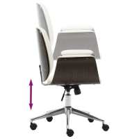 vidaXL Silla de oficina de madera curvada y cuero sintético blanco - details 4