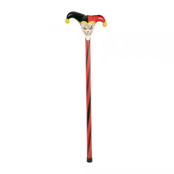 Eurocarnavales Bastón de Arlequín rojo y negro de 75X20,3 cm - 1