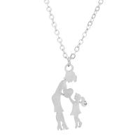 Collar con colgante para el Día de la Madre, cadena de acero inoxidable bañada en plata, collar para madre e hija. - details 0